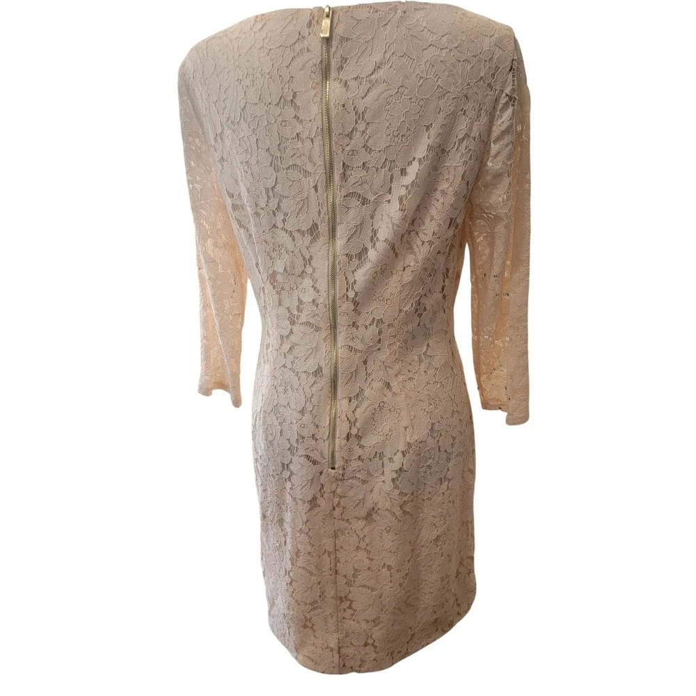 Vince Camuto Women Blush Pink Floral Lace Sheath Dress 3/4 Sleeve Size 8 - Picture 3 of 4